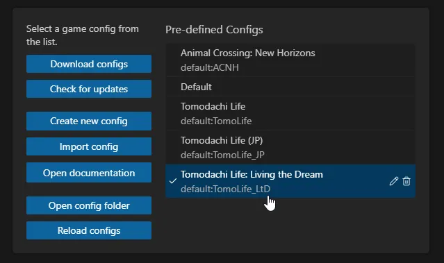 Selecting the current game